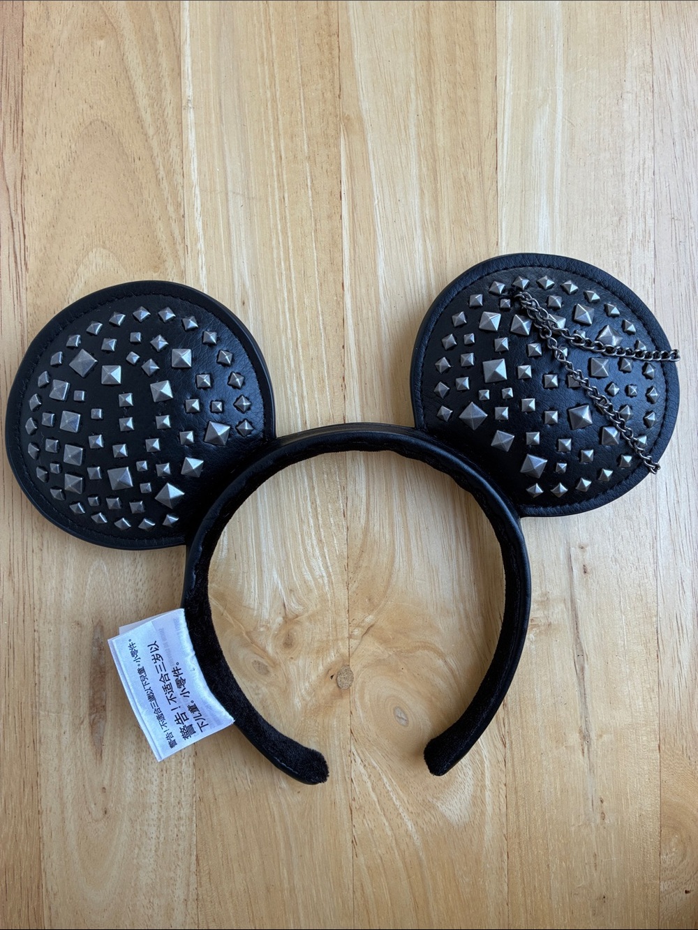 Disney Black Studded Mouse Ears Headband with Chain Detail - Picture 4 of 6